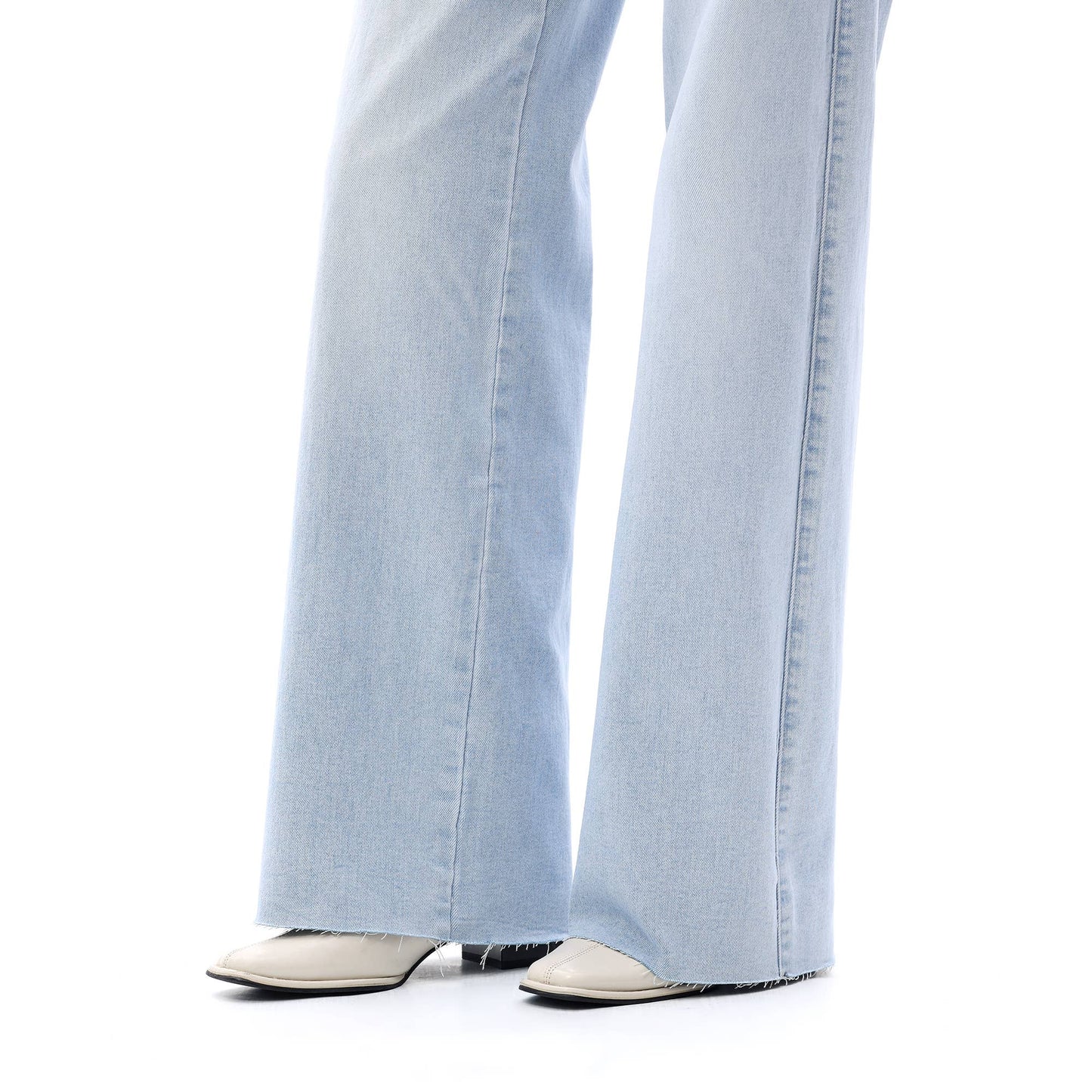 Mid Rise Wide Leg Jeans Raw Hem Vintage Distressed OSW8019: VINTAGE BLUE / 25