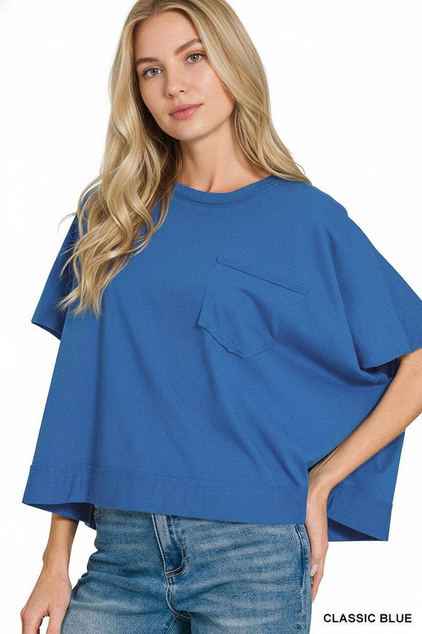 Exposed Seam Boxy Top - Zenana: TURQUOISE-196699 / S/M