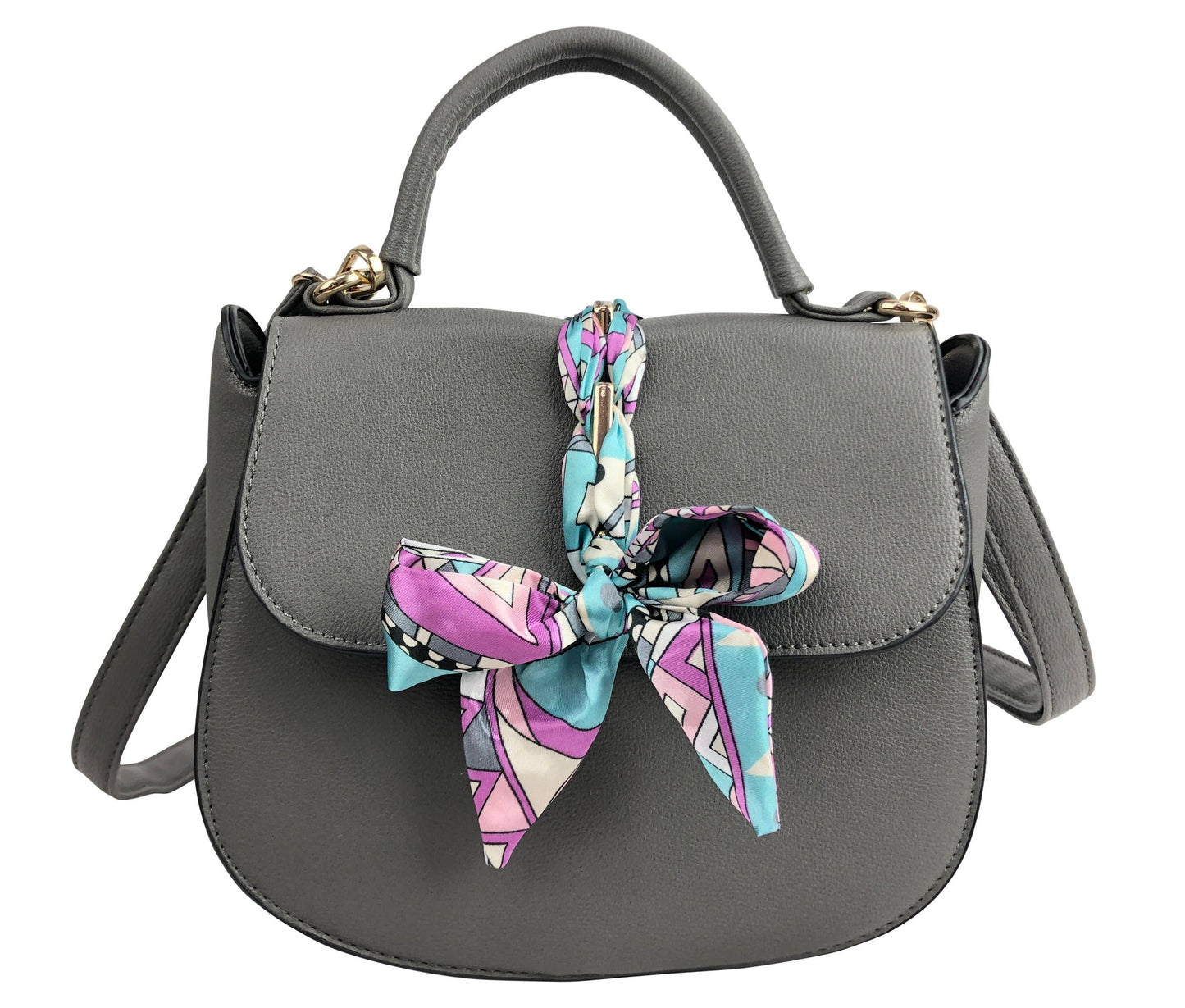 7920 - Scarf Flap Crossbody Bag: Black