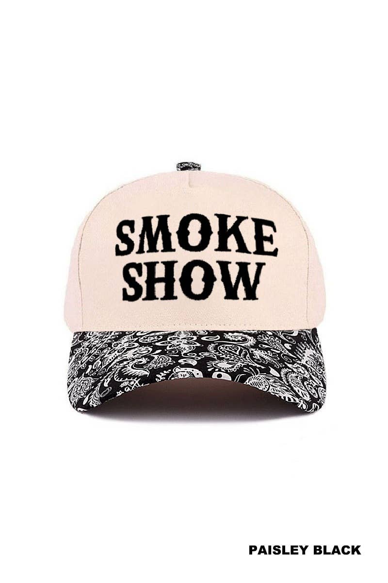 `Two Tone Canvas Cotton Cap: PAISLEY BLACK-198540 / OS