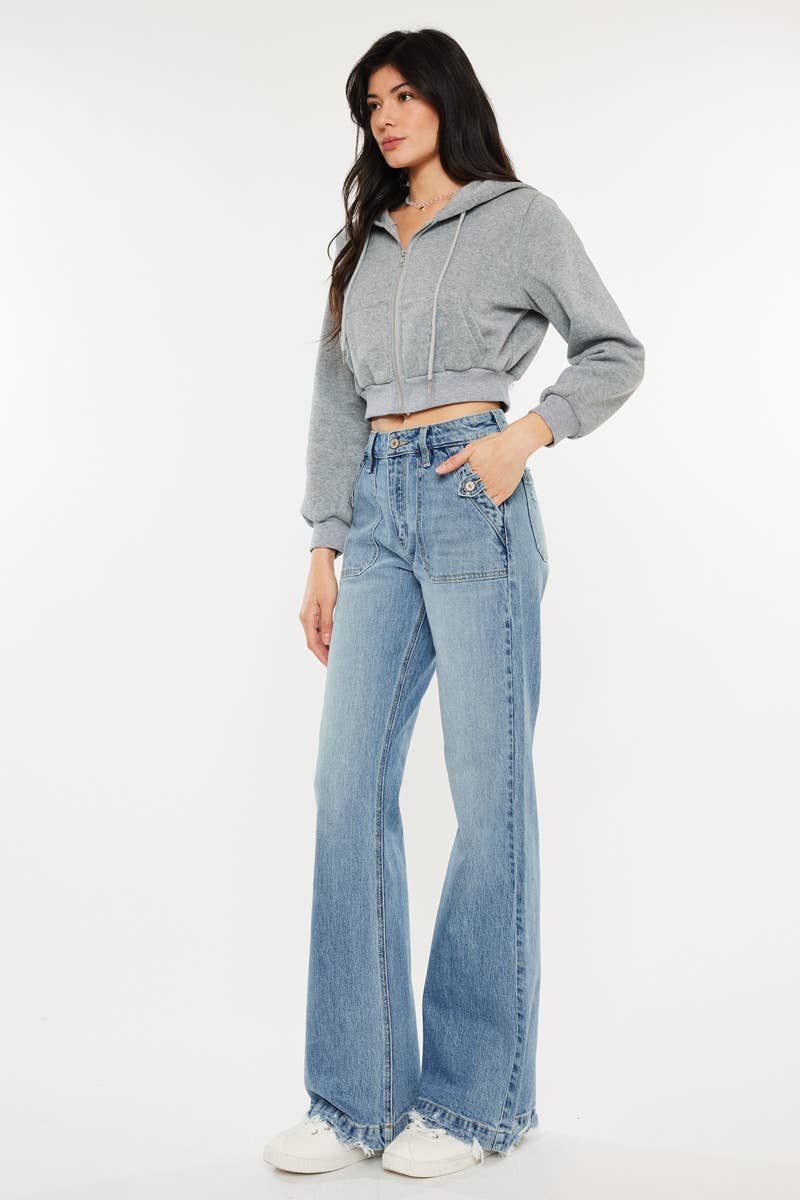OPEN PACK HIGH RISE WIDE FLARE JEANS-KC2572M: MEDIUM / 11/29