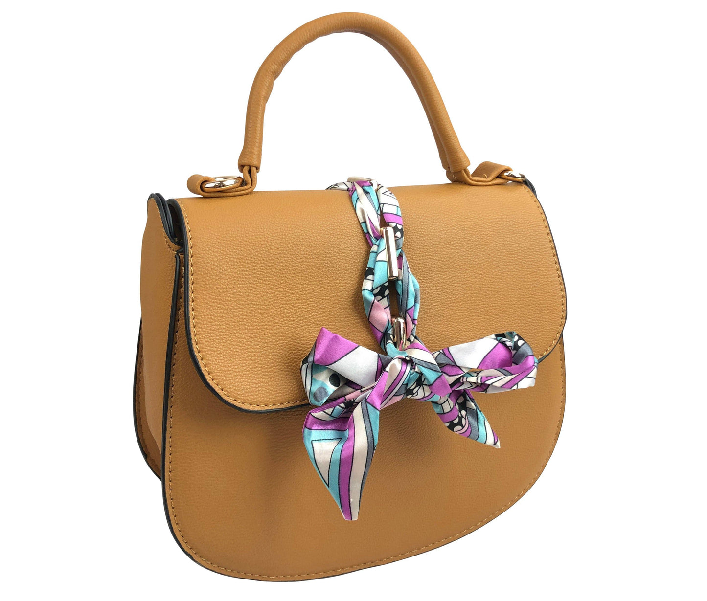 7920 - Scarf Flap Crossbody Bag: Black