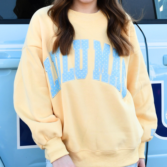 LM-SW-1008-PD Butter/Light Blue Polka Dot Sweatshirt: Butter/Light Blue / Large