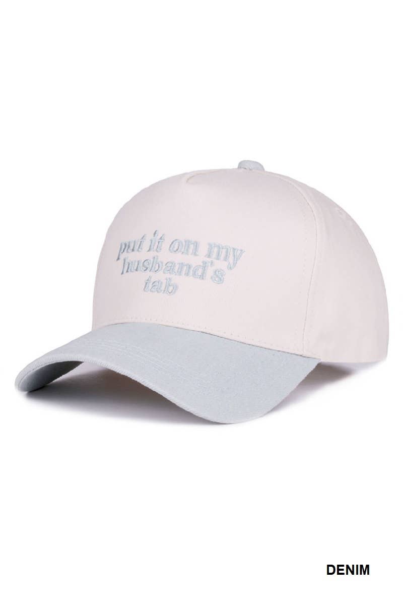 Put It On My Husband's Tab Two Tone Canvas Cap: DK FOREST-186388 / OS