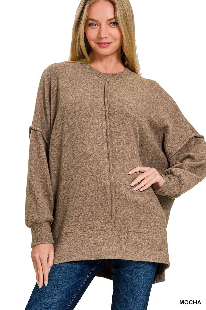 Brushed Melange Hacci Oversized Sweater: NAVY / 3-3 (S/M-L/XL)