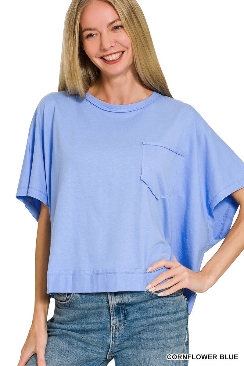 Exposed Seam Boxy Top - Zenana: TURQUOISE-196699 / L/XL