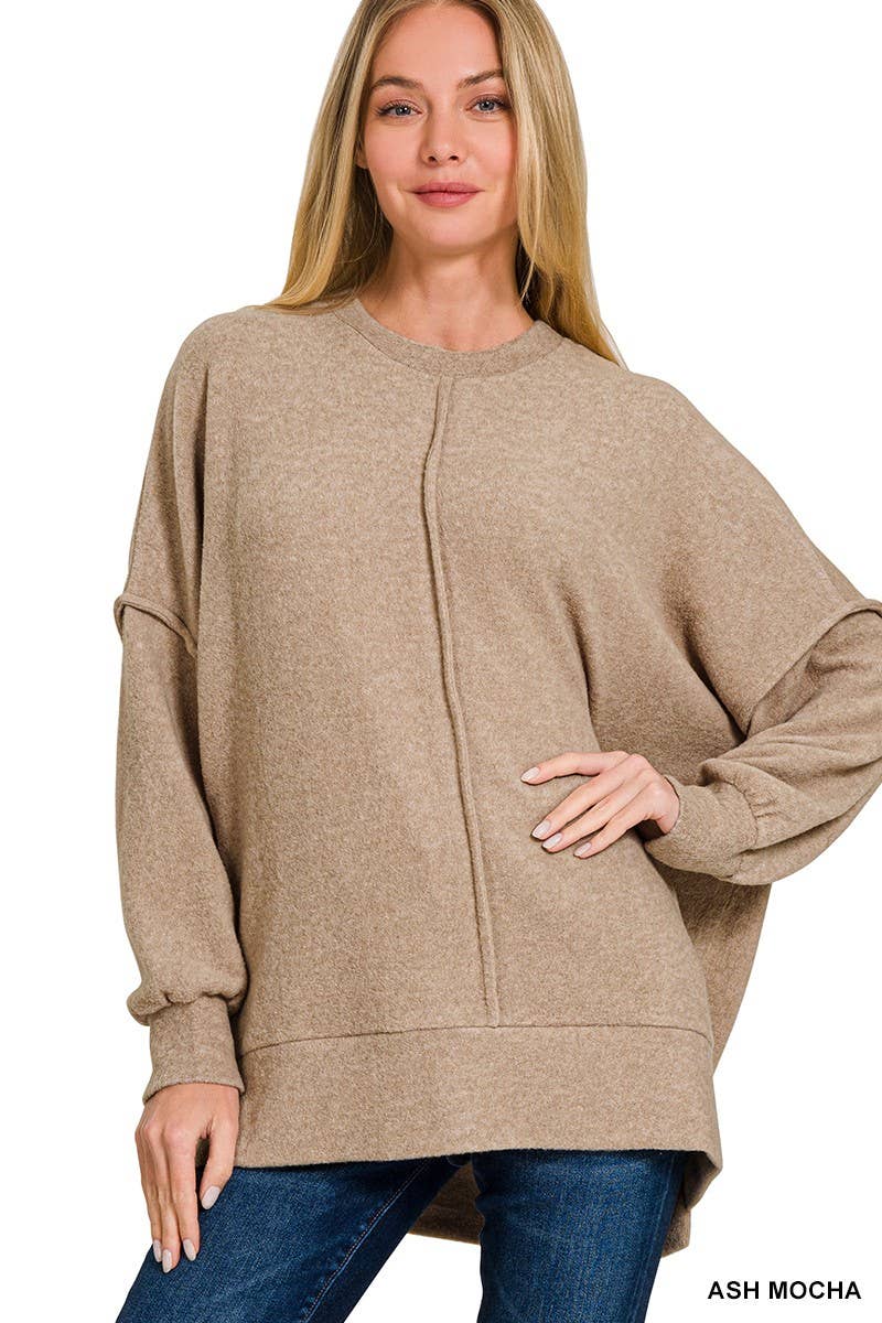 Brushed Melange Hacci Oversized Sweater: NAVY / 3-3 (S/M-L/XL)