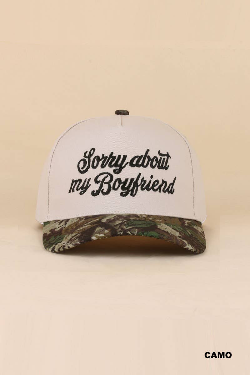 0519 Sorry About My Boyfriend Two Tone Snapback Hat SI-29864: BLACK-198983 / OS