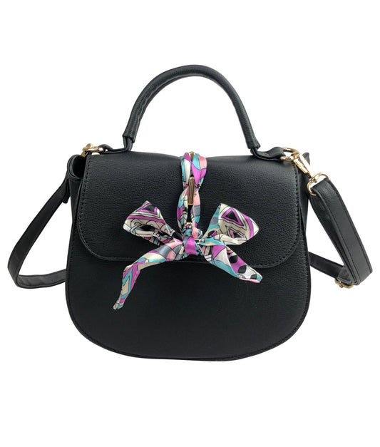 7920 - Scarf Flap Crossbody Bag: Black