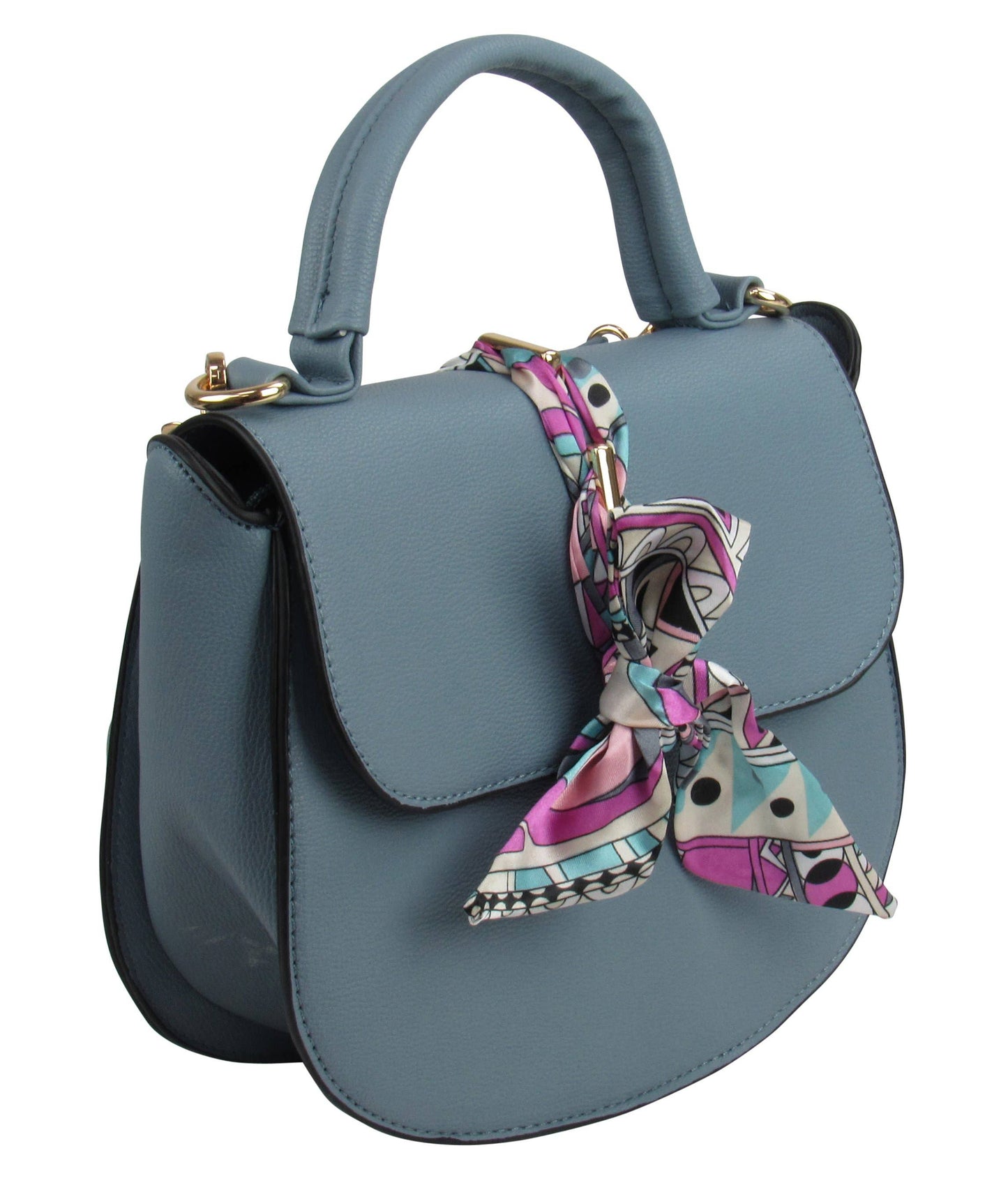 7920 - Scarf Flap Crossbody Bag: Black