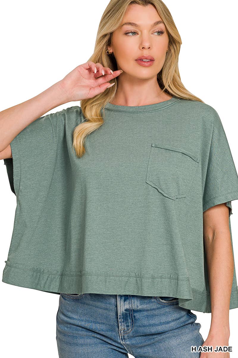Exposed Seam Boxy Top - Zenana: SAND BEIGE-196703 / L/XL