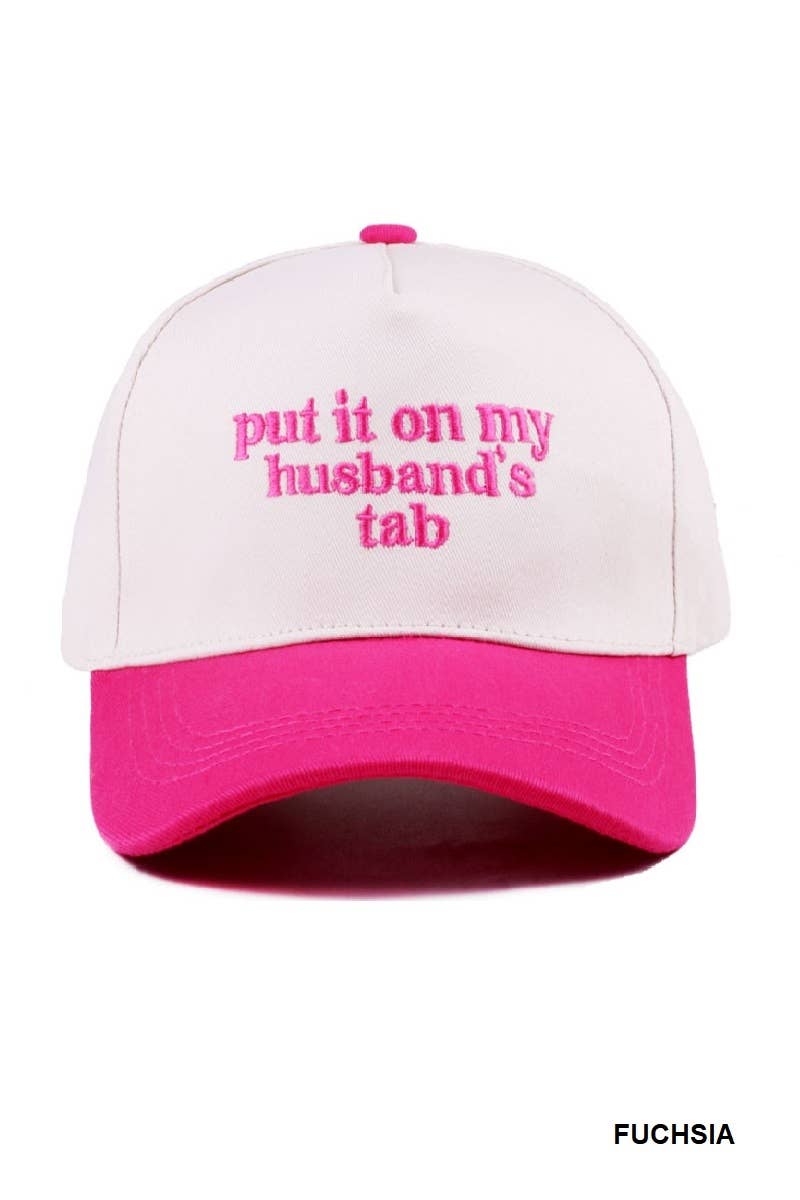 Put It On My Husband's Tab Two Tone Canvas Cap: CAMO-189204 / OS