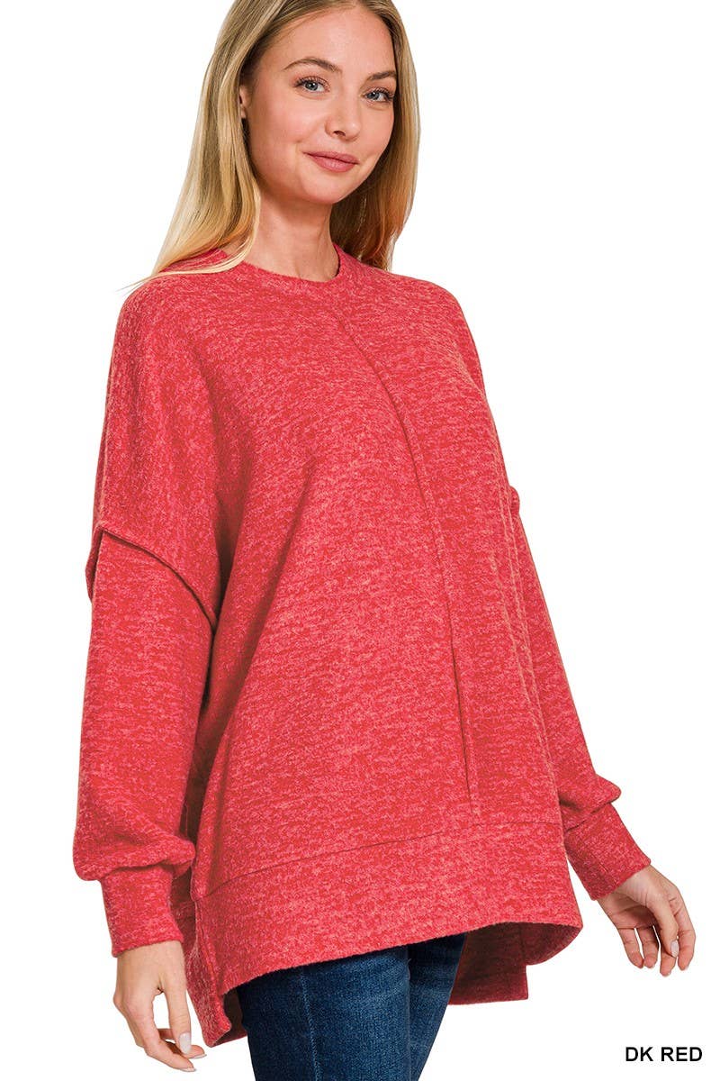 Brushed Melange Hacci Oversized Sweater: NAVY / 3-3 (S/M-L/XL)