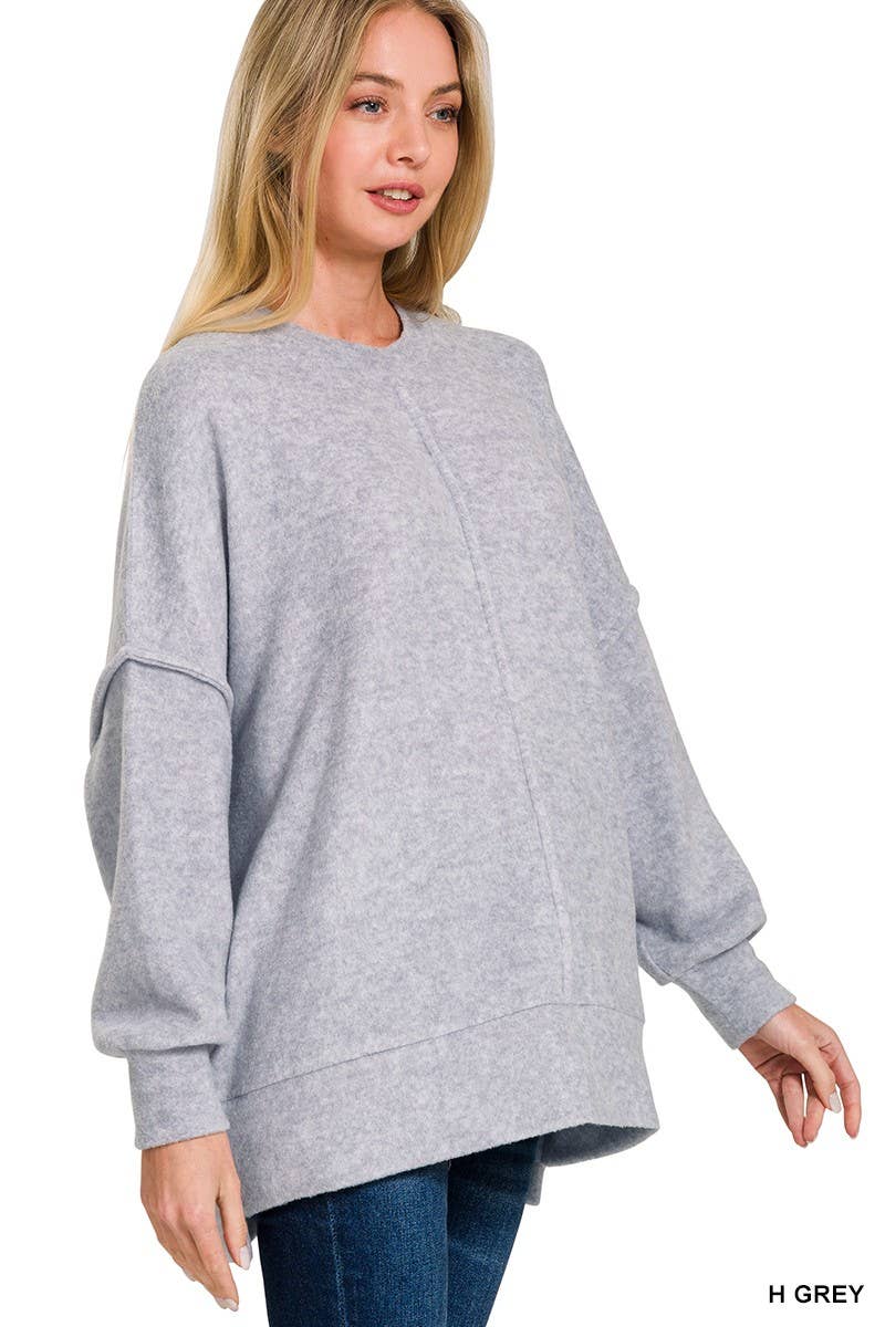 Brushed Melange Hacci Oversized Sweater: NAVY / 3-3 (S/M-L/XL)