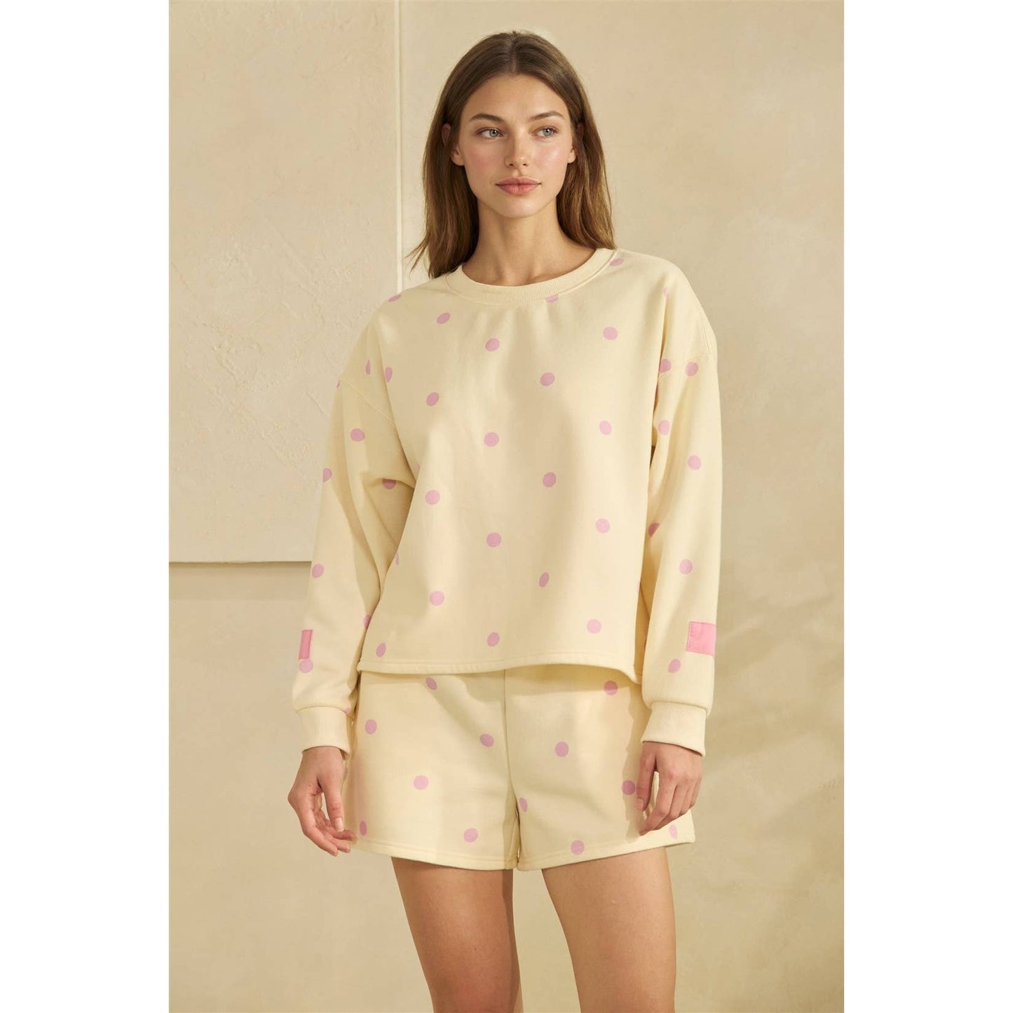 Printed Lounge Crewneck Sweatshirt: H. Grey/Red Heart / L