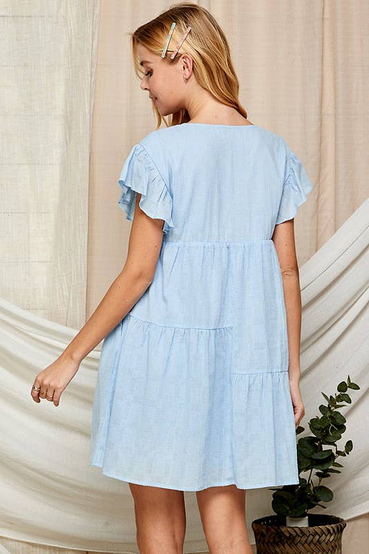 Outdoor Baby Doll Dress with Surplice Neckline 5150IMD : WHITE / M