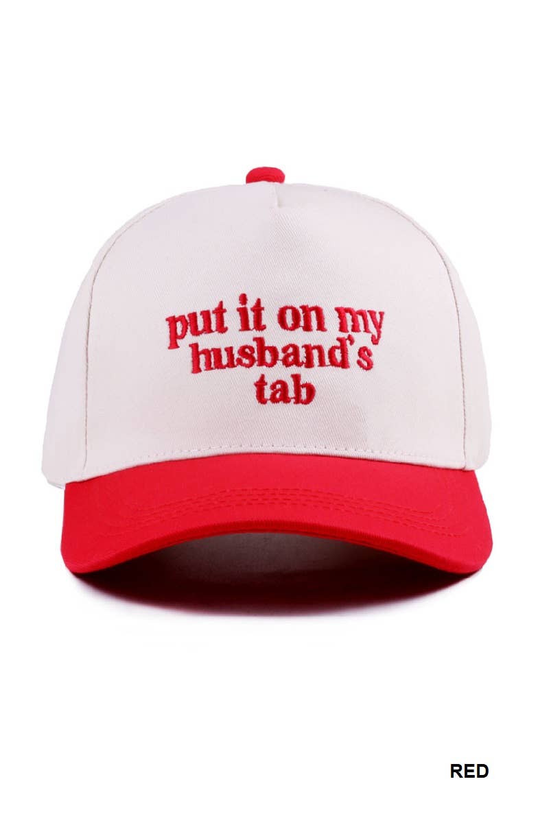 Put It On My Husband's Tab Two Tone Canvas Cap: CAMO-189204 / OS