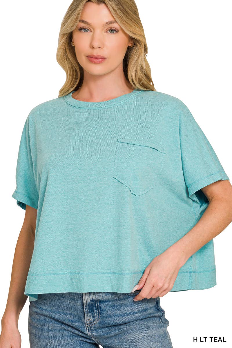 Exposed Seam Boxy Top - Zenana: TURQUOISE-196699 / S/M