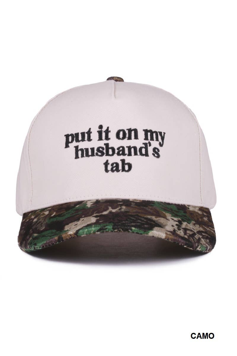 Put It On My Husband's Tab Two Tone Canvas Cap: DK FOREST-186388 / OS
