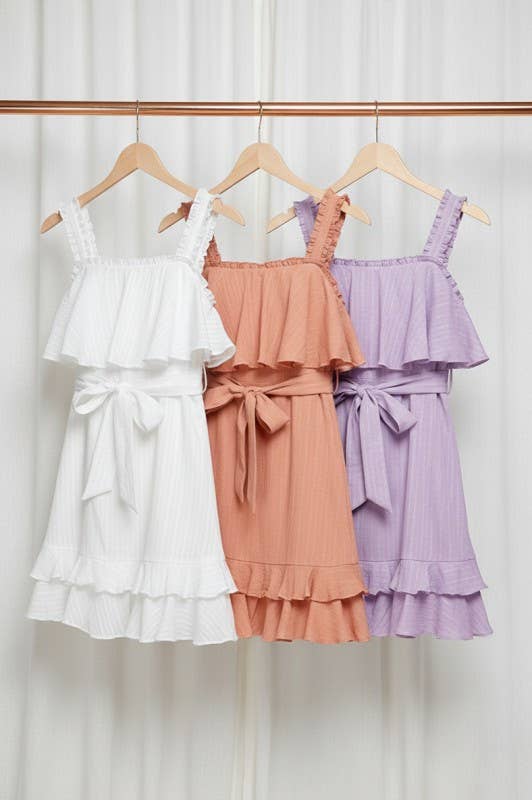 Spring Summer Outdoor Ruffle Dress 5020IMD-A: PEACH / S