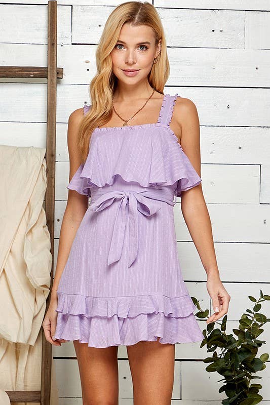 Spring Summer Outdoor Ruffle Dress 5020IMD-A: PEACH / M