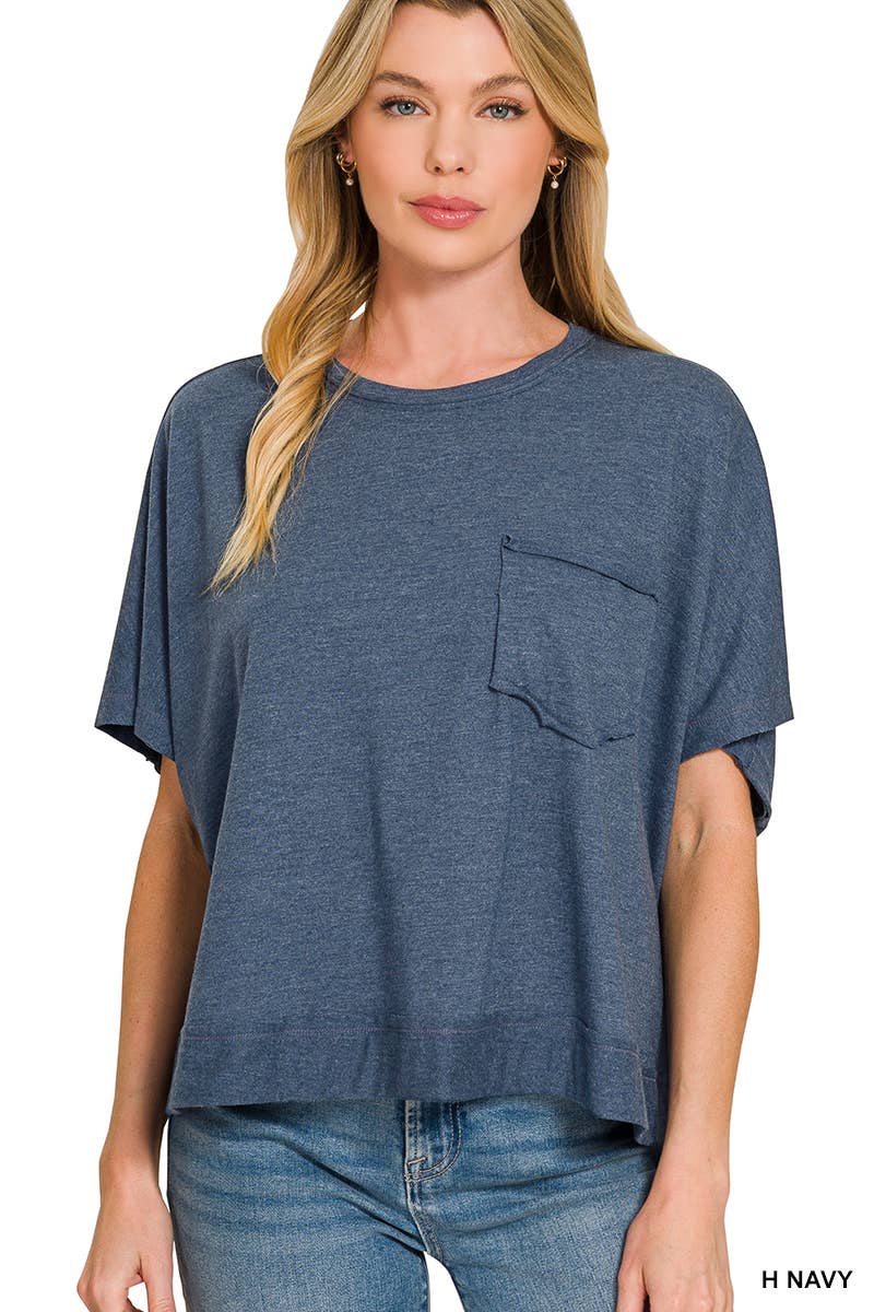 Exposed Seam Boxy Top - Zenana: TURQUOISE-196699 / L/XL