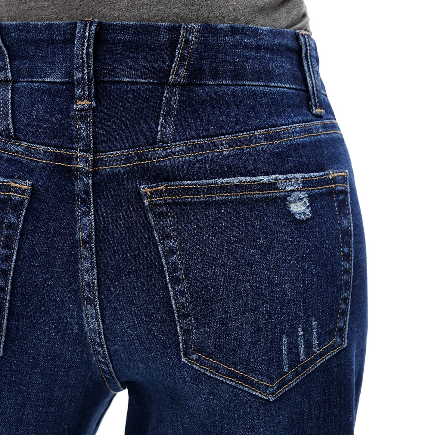 Mid Rise Wide Leg Jeans Raw Hem Vintage Distressed OSW8019: VINTAGE BLUE / 28