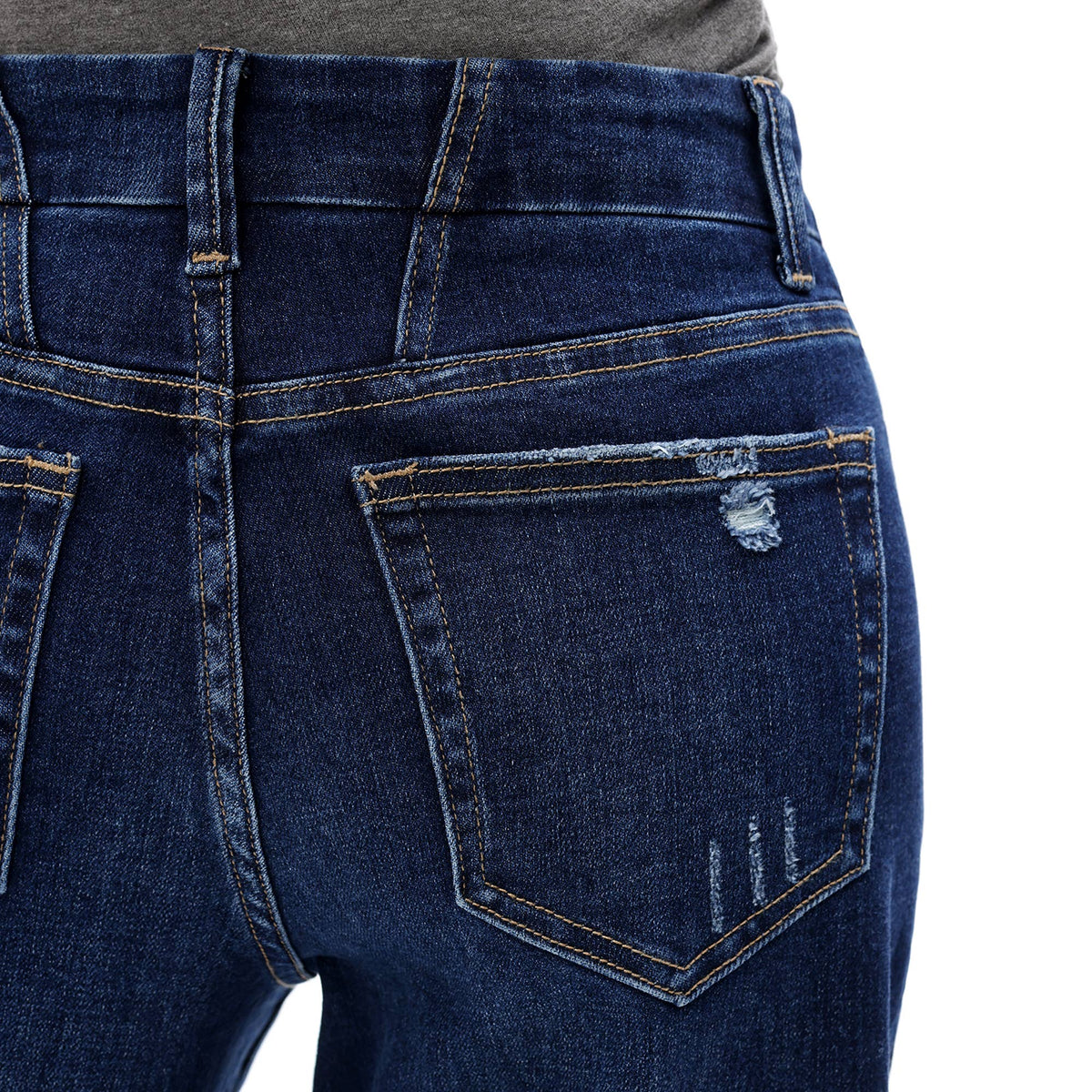Mid Rise Wide Leg Jeans Raw Hem Vintage Distressed OSW8019: VINTAGE BLUE / 26