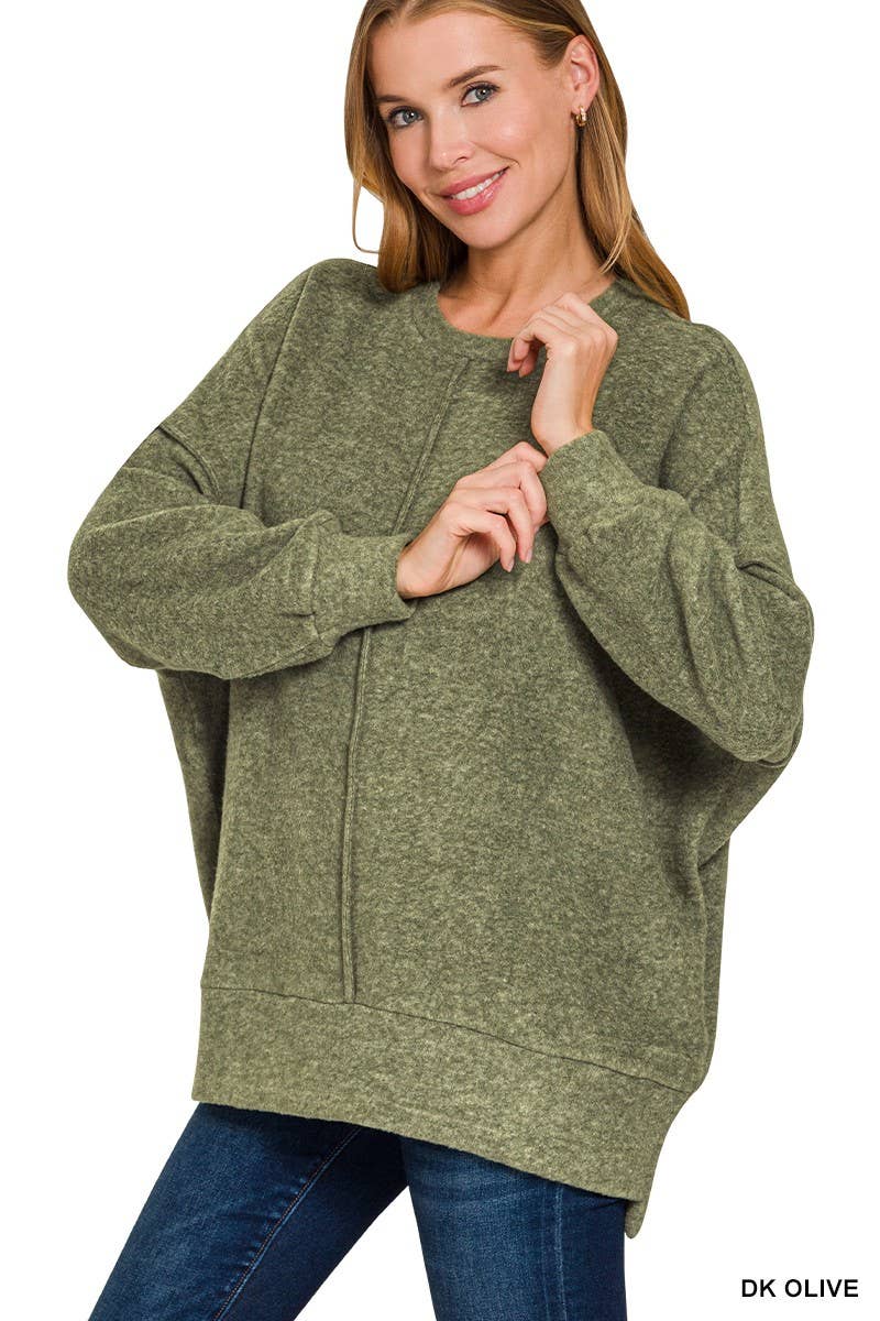 Brushed Melange Hacci Oversized Sweater: NAVY / 3-3 (S/M-L/XL)