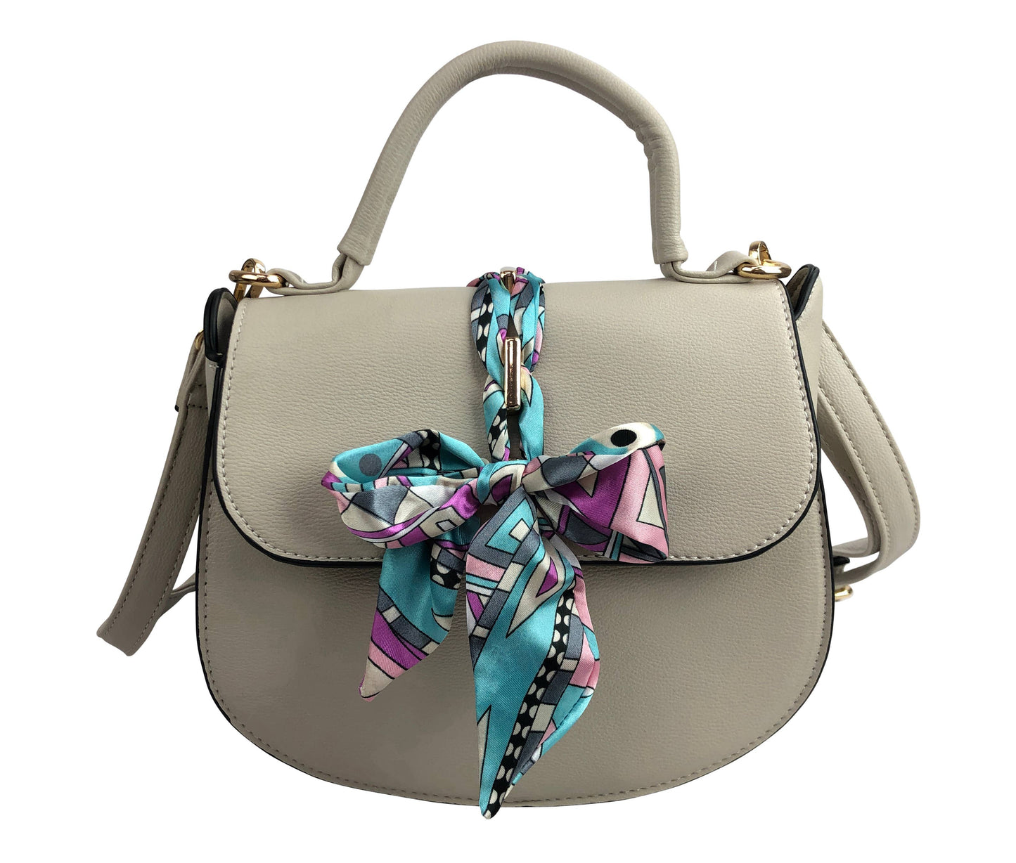 7920 - Scarf Flap Crossbody Bag: Black