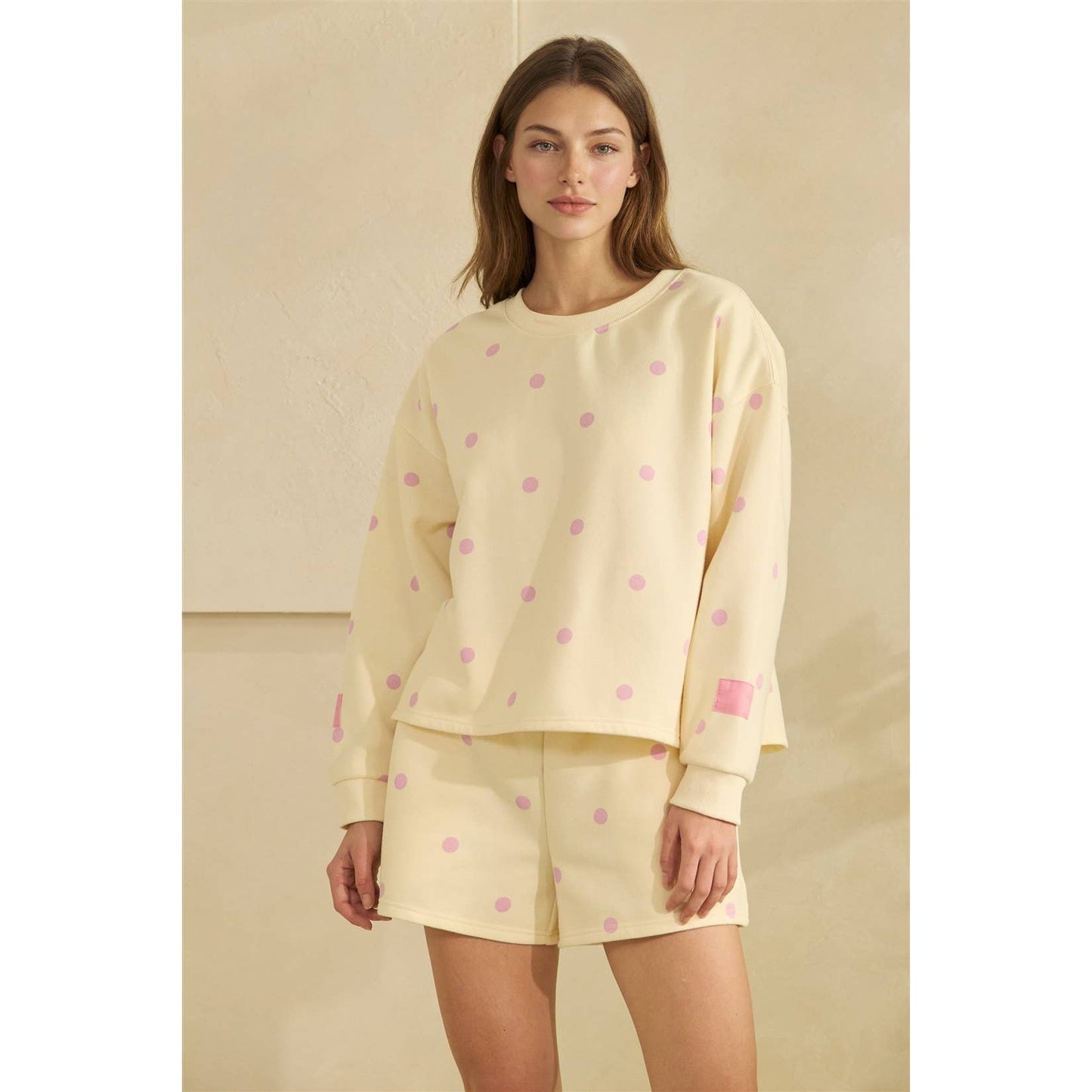 Printed Lounge Crewneck Sweatshirt: H. Grey/Red Heart / L