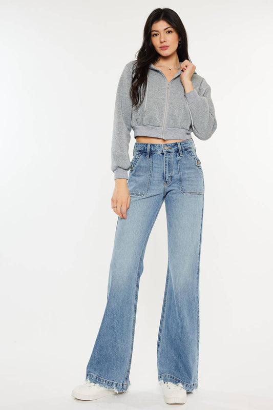 OPEN PACK HIGH RISE WIDE FLARE JEANS-KC2572M: MEDIUM / 7/27