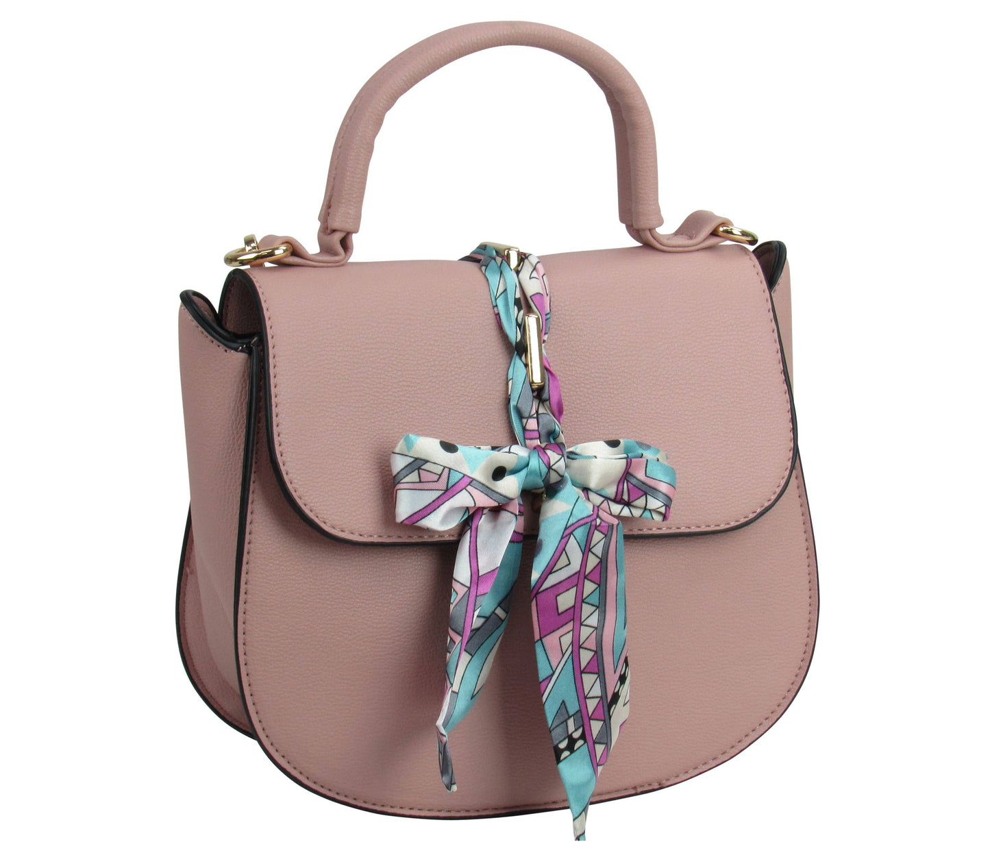 7920 - Scarf Flap Crossbody Bag: Black
